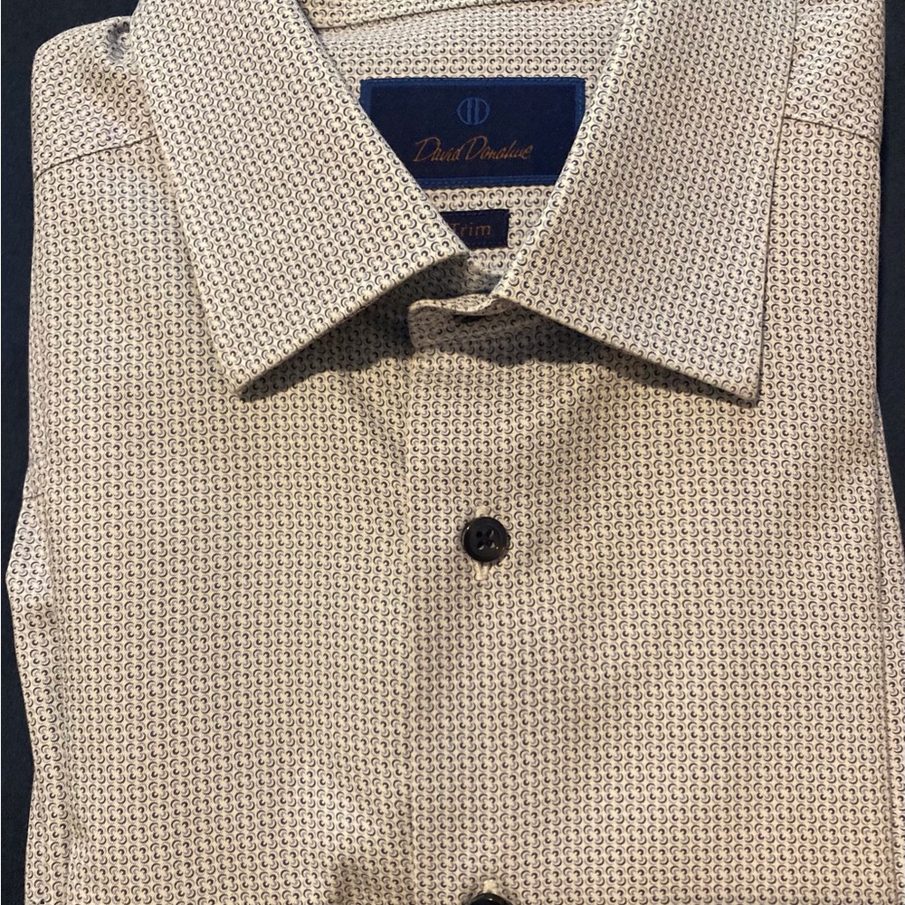 David Donahue Blue Geometric Men's Shirt